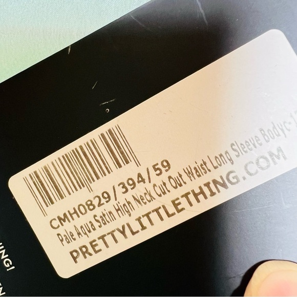 SATIN AQUA SIDE CUT OUT BALLOON SLEEVES MINI DRESS SIZE 8 - Picture 8 of 9